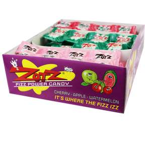 Candy box showing flavors: cherry, apple, and watermelon for Mountain Sweets 00500