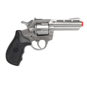Toy cap gun with chrome finish and black grip for Gonher 33/0