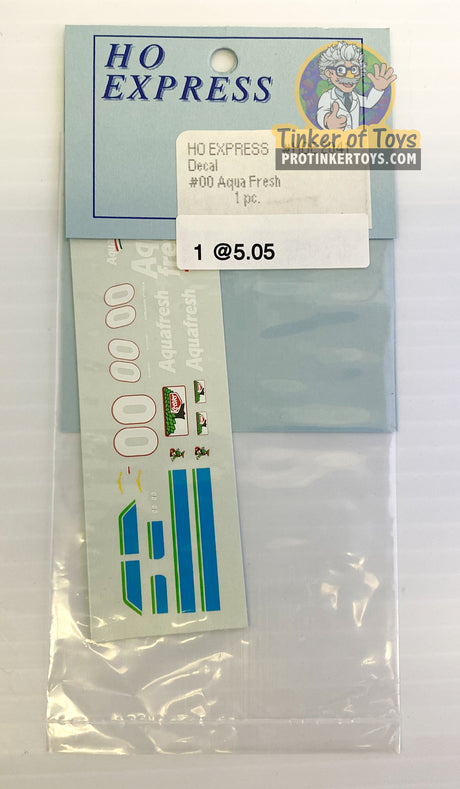 Slot Car Decal Sticker Pack | 2040-2049 | HO Express-American Line-K-#00 Aqua Fresh-ProTinkerToys
