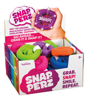 Colorful, squishy sensory toys in a box, ready for grabbing and snapping for Toy Smith 1032
