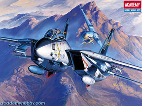 F-14 Tomcat jet flying over mountainous terrain for Academy 12471