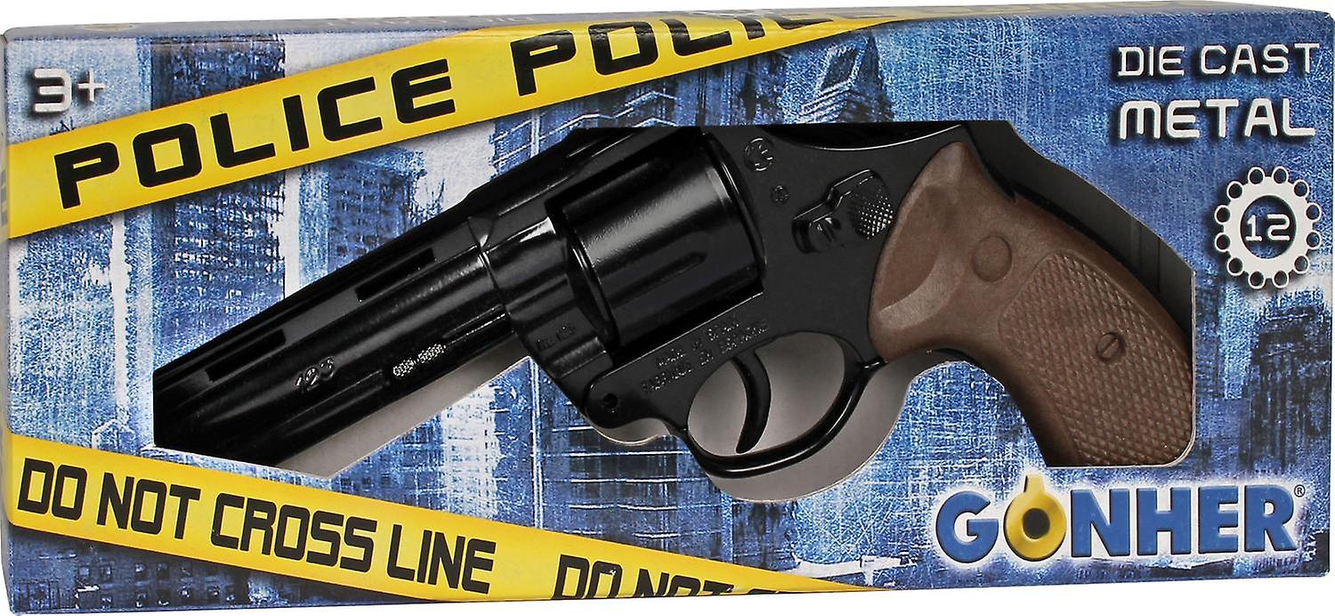 Police Colt Python Style Zombie Toy Cap Revolver - Black | 123/6 | Gonher