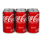 Six red cans of Coca-Cola, 7.5 fl oz each, packaged together for 151773