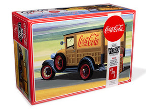 1929 Ford Woody pickup truck model kit box art featuring Coca-Cola branding for AMT AMT1333M