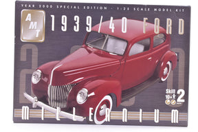Red 1939/40 Ford car model kit box art for AMT 30262