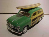 1949 Ford Woody Wagon With Wooden Surfboard | 5402DSI | Kinsmart-Toy Wonders-Green-ProTinkerToys