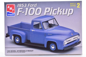 Blue 1953 Ford F-100 pickup truck model kit box art for AMT 6487