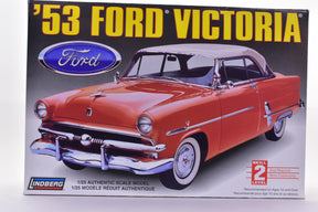 Red 1953 Ford Victoria model car box art for Lindberg 72172