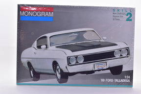 Model kit box art showing a 1969 Ford Talladega car for Monogram 2912