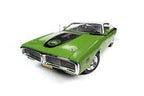 Green die-cast model of a 1971 Dodge Charger Super Bee for Auto World Die Cast AMM1260, front view