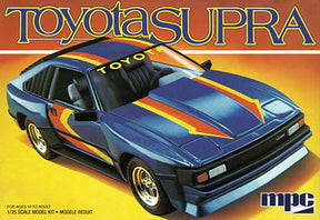 Blue 1983 Supra model kit box art featuring the sports car for MPC MPC891