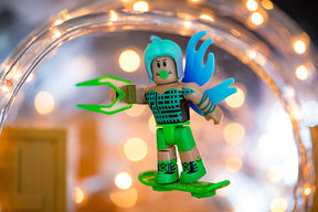 Roblox figure hovering on a board, surrounded by bright bokeh lights for UCC 19838