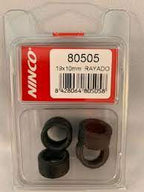 Set of four 19x10mm rally slot car tires in clear plastic packaging for NINCO Slot Cars 80505