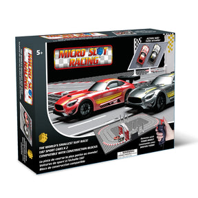 Slot car track set with cars and building blocks for play for Jupiter Creations 20001