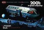 Lunar transport vehicle model kit against a dark, cosmic backdrop for Moebius Models MOE20011