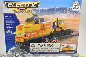 Toy train set featuring a diesel switcher and flat car on tracks for Electric Train AUS25827