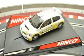 Silver slot car on a black track base for Ninco 50297
