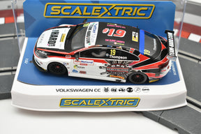 Slot car of a 2018 VW Passat CC race car for Scalextric C4016