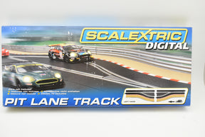 Pit lane track layout for model trains, left-hand direction for Scalextric C7014, track view