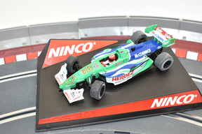 Green and blue slot car replica of a Porsche GT3 Lola Ford for ZZ Expired Kim Collection 50319