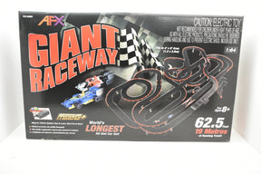 Slot car track set box featuring a winding black and red racecourse design for AFX/Racemasters 22020