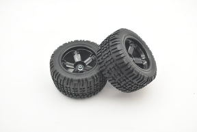 Two black caster wheels with metal axles and nuts for IMEX IMX18215