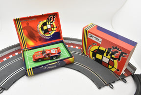 Slot car on track with Eurocopa 2004 packaging for Fly Car ES-04