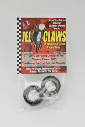 Tire set for 1:32 scale model car racing, featuring Jel Claw technology for Carrera Ferrari 512