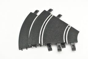 Three black, curved electrical conduit fittings for connecting sections for Ninco 10106
