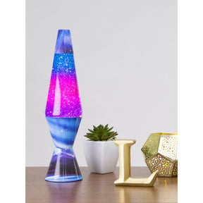 Northern lights lava lamp with glitter, next to small plant and letter blocks for Schylling 21600401US