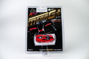 Red Corvette C8 slot car in blister card packaging for AFX/Racemasters 22011