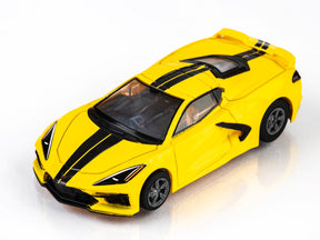 Yellow slot car of a Corvette C8 sports car for AFX/Racemasters 22013