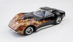 Black flame painted 1968 Corvette slot car for AFX/Racemasters 22051