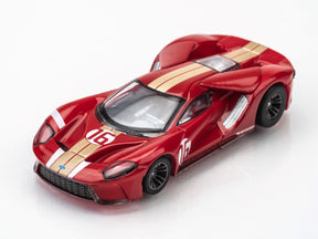 Red Ford GT slot car with gold racing stripes for AFX/Racemasters 22067