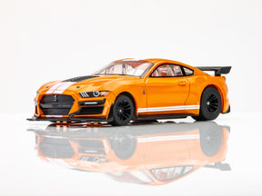 Orange Mustang GT500 slot car with black racing stripes for AFX/Racemasters 22069