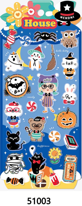 Collection of spooky, Halloween-themed stickers featuring cute characters and motifs for Bcmini 51003