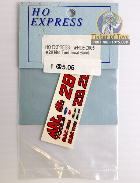 Slot Car Sticker Pack | 2000-2009 | HO Express-American Line-K-#28 Mac Tool Decal Sheet-ProTinkerToys