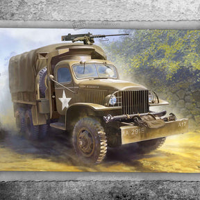 Military cargo truck with mounted machine gun, parked outdoors for Waltersons 873006A