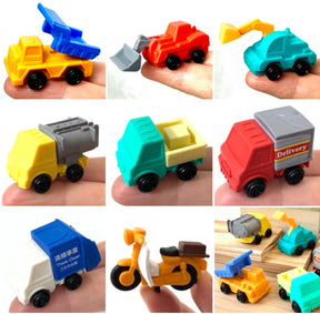 Assortment of colorful toy vehicle erasers for cleaning for BCmini 38095
