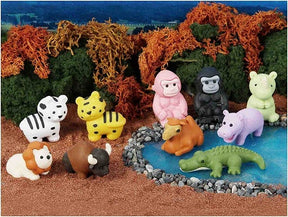 Safari animal erasers: zebra, lion, monkey, hippo, crocodile, and more for BCmini 382371