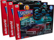Slot car race set for battling dealerships, featuring multiple cars and track pieces for Auto World SRS337