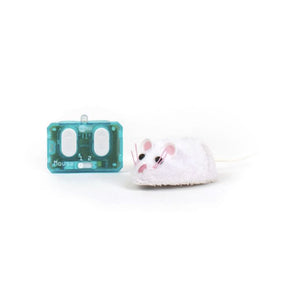 Remote control mouse toy with a white, plush cat-like body for HexBug 480-4466