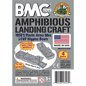 Toy box art for 1950s plastic army men landing craft and boats for BMC 48553