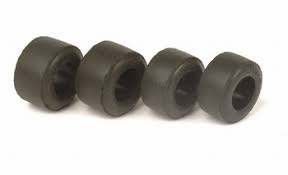 Four black slot car tires for 1/32 scale model cars for NINCO Slot Cars 80511