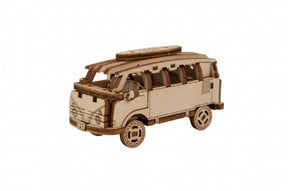 Wooden retro bus toy, side view, for children's play for Wooden City 502380