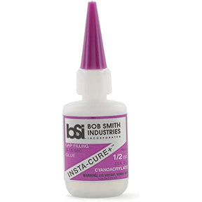 White glue bottle with purple applicator tip for gap filling for BSI 106