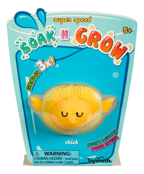 Yellow chick toy for soaking and growing, labeled for ages 5+ for Toy Smith 5777
