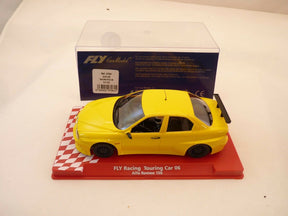 Yellow slot car of an Alfa Romeo 156 racing touring car for REH Fly 07061, front view