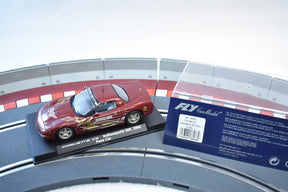 Red Corvette race car model on a track section for Fly Car 88068, track view