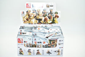 WWII minifigures set featuring soldiers from various nations for Sluban M38-B0580, front view